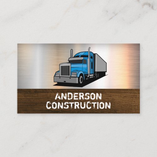 Semi Truck Logo  Metal Wood Business Card