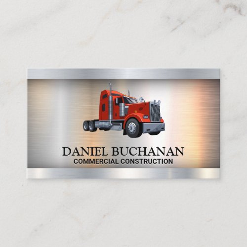 Semi Truck Logo  Metallic Background Business Card