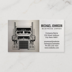 Semi Truck Logo Metallic Blue Collar Business Card
