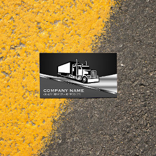 Semi Truck Logo   Metallic Business Card