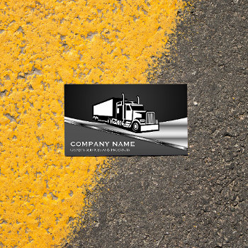 Semi Truck Logo | Metallic Business Card by lovely_businesscards at Zazzle