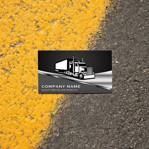 Semi Truck Logo  Metallic Business Card