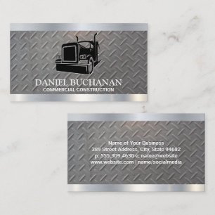 Semi Truck Logo Metallic Steel Business Card