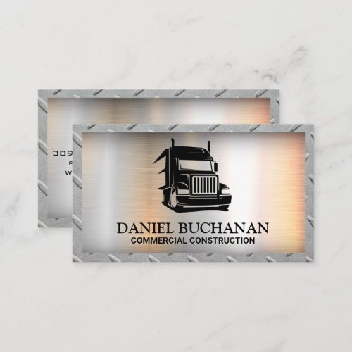 Semi Truck Logo  Steel Grid Border Business Card