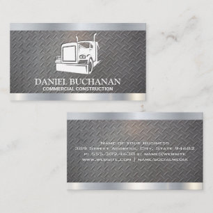 Semi Truck Logo Steel Metal Pattern Business Card