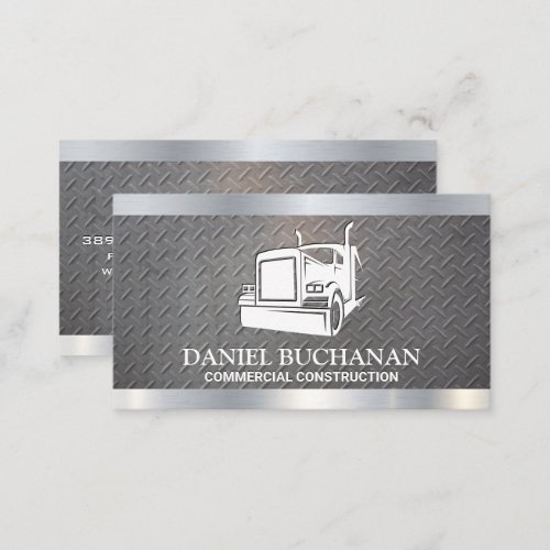 Semi Truck Logo  Steel Metal Pattern Business Card