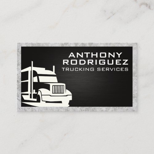 Semi Truck Logo  Trucking  Concrete Border Frame Business Card