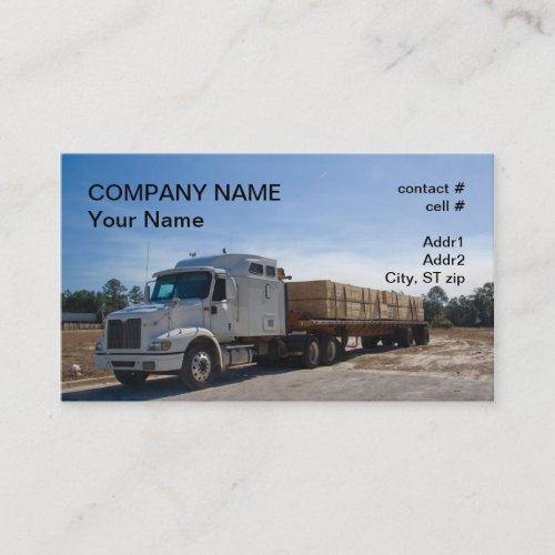 semi truck lumber  transport business card