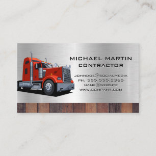 Semi Truck   Metal and Wood Business Card