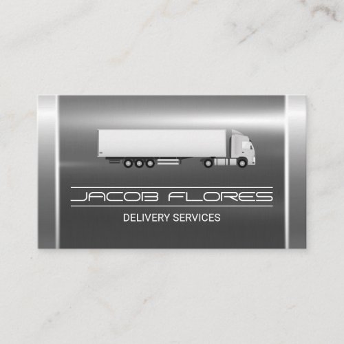 Semi Truck  Metallic Aluminum Industrial Business Card