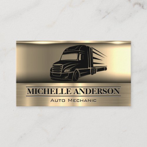 Semi Truck  Metallic Background Business Card