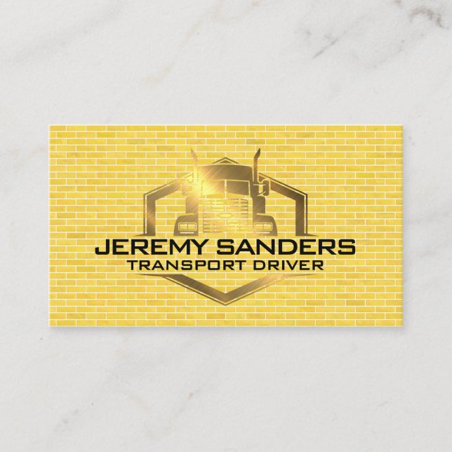 Semi Truck Metallic | Brick Wall Business Card (Front)