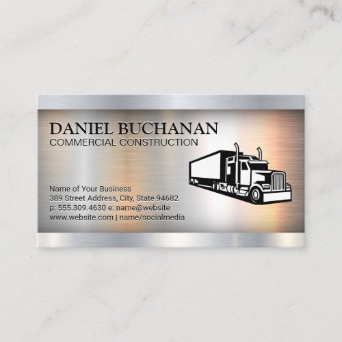 Semi Truck  Metallic  Logistics Business Card