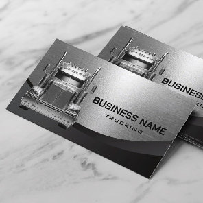 Semi Truck Modern Metallic Professional Trucking Business Card