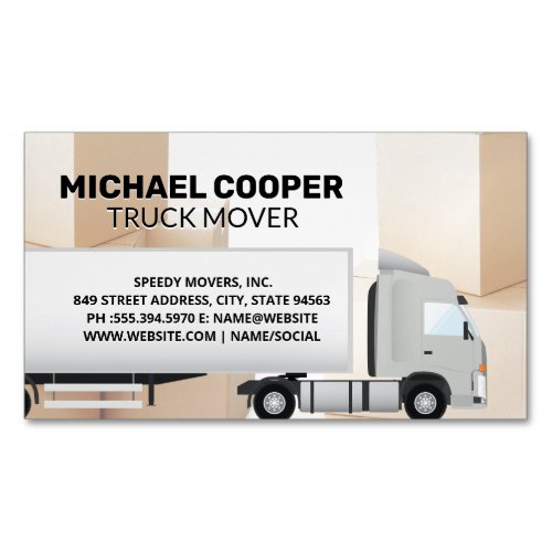 Semi Truck  Movers  Moving Boxes Business Card Magnet