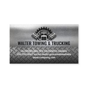 Semi Truck Pistons | Industrial Steel Metallic Business Card