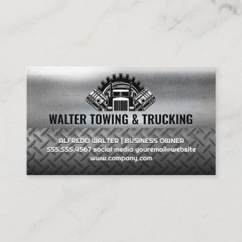 Semi Truck Pistons | Industrial Steel Metallic Business Card by lovely_businesscards at Zazzle