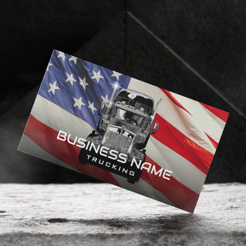 Semi Truck Professional Trucking American Flag Business Card by cardfactory at Zazzle