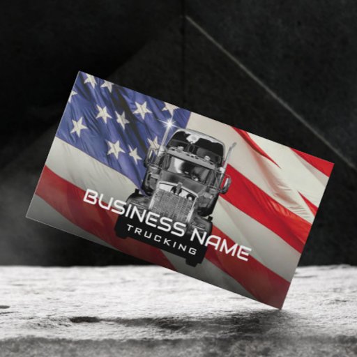 Customizable Semi Truck Professional Trucking American Flag Business Card