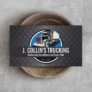 Semi Truck Professional Trucking Black Metal Busin Business Card