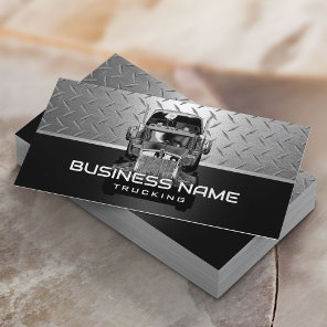 Semi Truck Professional Trucking Black Metal Business Card