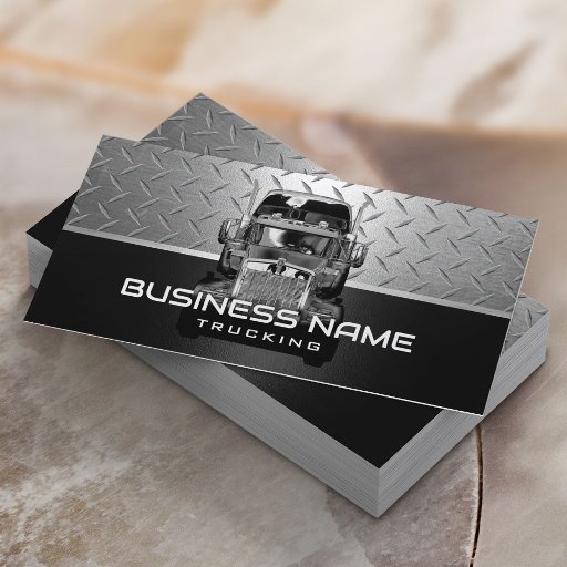 Customizable Semi Truck Professional Trucking Black Metal Business Card