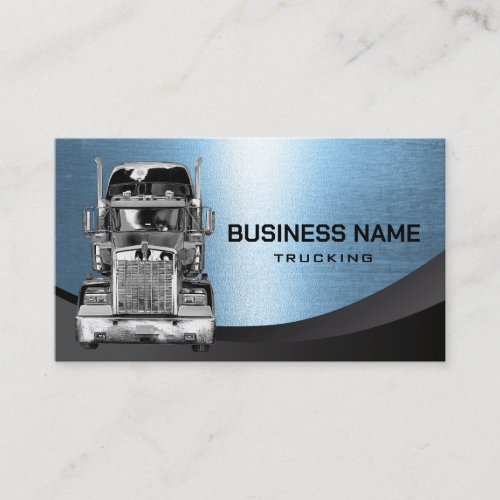 Semi Truck Professional Trucking Blue Metal Business Card