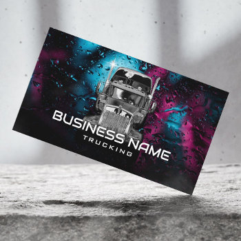 Semi Truck Professional Trucking Bokeh Background Business Card by cardfactory at Zazzle