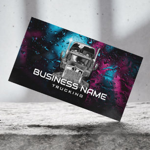 Semi Truck Professional Trucking Bokeh Background Business Card