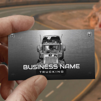 Semi Truck Professional Trucking Faux Metal Business Card by cardfactory at Zazzle