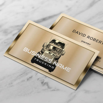 Semi Truck Professional Trucking Modern Gold Frame Business Card by cardfactory at Zazzle