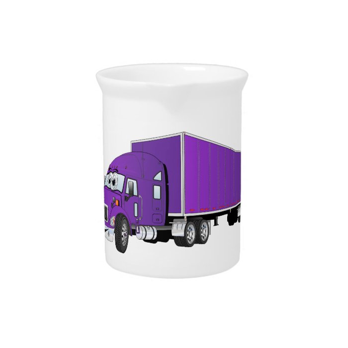 Semi Truck Purple Trailer Cartoon Pitchers