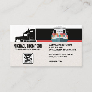 Semi Truck   Shipping Freighter Vessel  Business Card