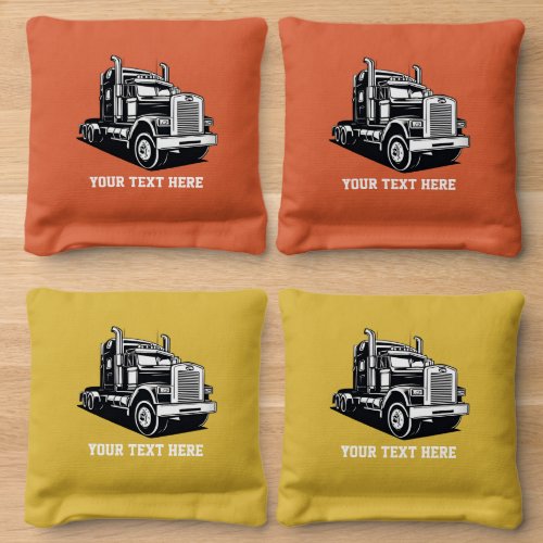 Semi Truck Transport Logistics Equipment Fun Men Cornhole Bags