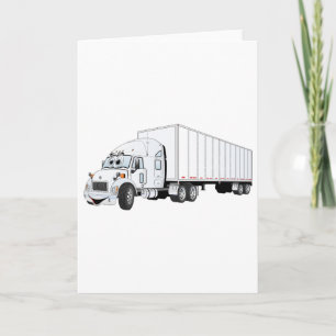 Semi Truck White Trailer Cartoon Card