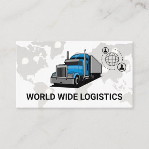 Semi Truck World Map Logistics Network Business Card