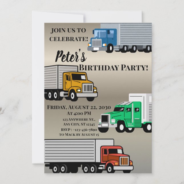 Semi Trucks Invitation (Front)