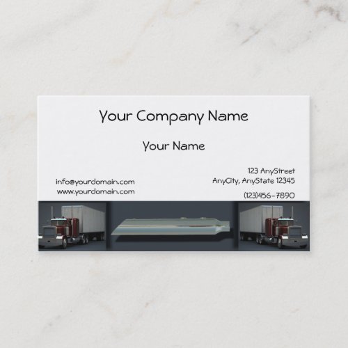 Semi Trucks on Steel Colored Border Business Card