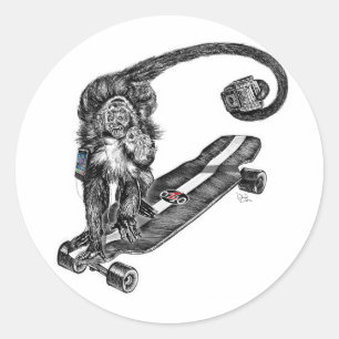 Semian Skateboard Selfie Classic Round Sticker