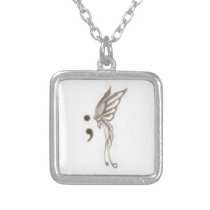 semicolon butterfly necklace