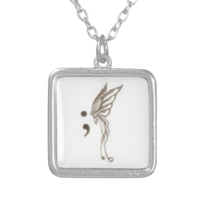 semicolon butterfly necklace (Front)