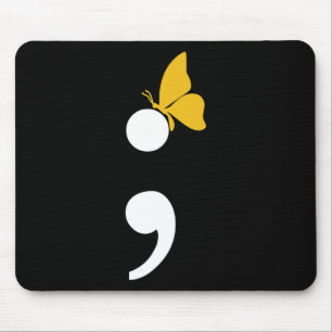 Semicolon Butterfly Suicide Depression Prevention  Mouse Pad
