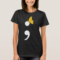 Semicolon Butterfly Suicide Depression Prevention T-Shirt