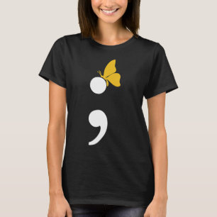 Semicolon Butterfly Suicide Depression Prevention T-Shirt