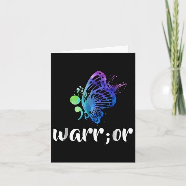 Semicolon Butterfly Suicide Prevention Awareness T Card (Front)