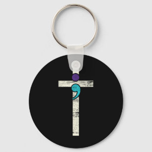Semicolon Cross Mental Health Awareness Costume Wa Keychain