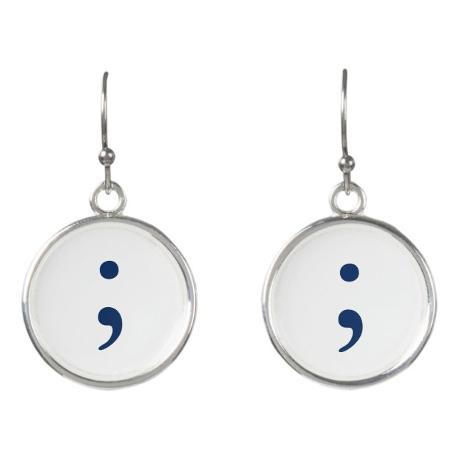 Semicolon - Dark Blue Earrings (Front)