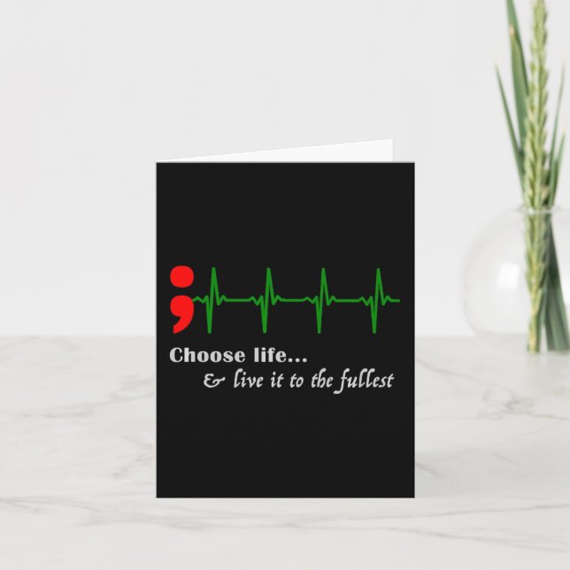 Semicolon Ekg Suicide Awareness Prevention  Card (Front)