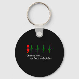 Semicolon Ekg Suicide Awareness Prevention Keychain