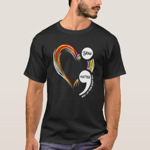 Semicolon Heart Cute End The Stigma Mental Health  T-Shirt